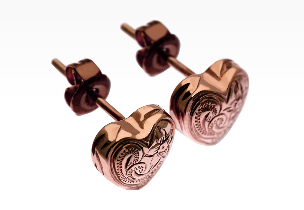 14K PG ハワイアンジュエリー　Lono フープピアス［片耳］ フープピアス（ピンクゴールド） - ハワイアンジュエリー Lono